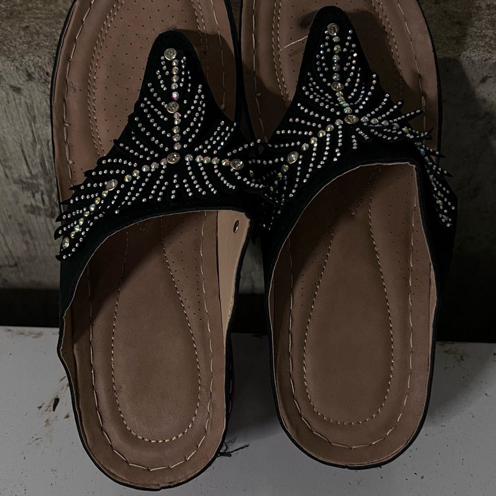 Elegant Black Embellished Women's Sandals